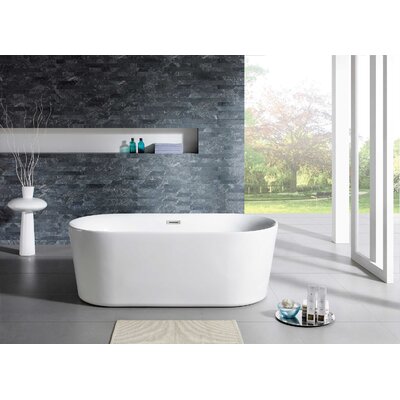 Badeloft 66 Inch X 32 Inch Freestanding Soaking Solid Surface Bathtub ...